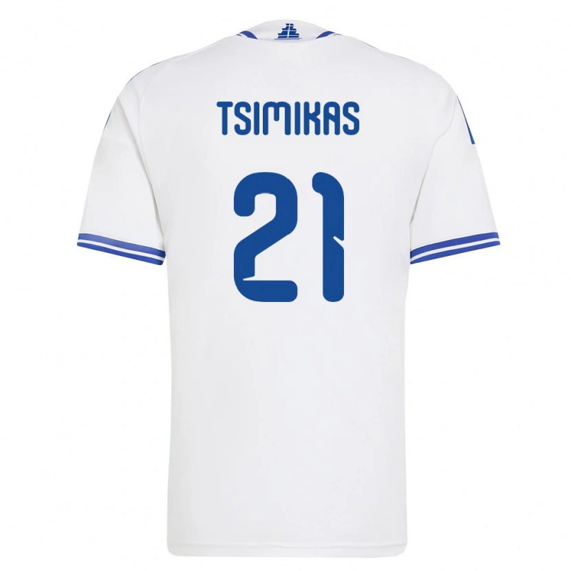 Danxen Mujer Camiseta Grecia Konstantinos Tsimikas #21 Blanco Azul 1ª Equipación 26-28 La Camisa México