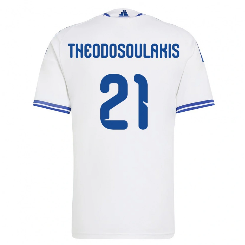 Danxen Mujer Camiseta Grecia Giannis Theodosoulakis #21 Blanco Azul 1ª Equipación 26-28 La Camisa México