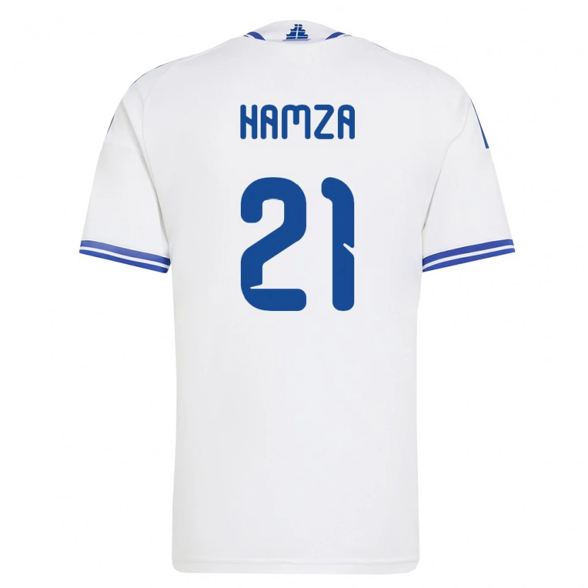 Danxen Mujer Camiseta Grecia Erik Hamza #21 Blanco Azul 1ª Equipación 26-28 La Camisa México