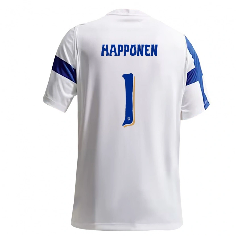 Danxen Mujer Camiseta Finlandia Ukko Happonen #1 Blanco Azul 1ª Equipación 26-28 La Camisa México