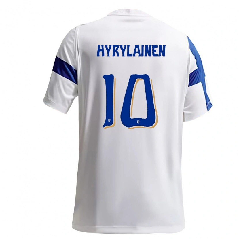 Danxen Mujer Camiseta Finlandia Luka Hyryläinen #10 Blanco Azul 1ª Equipación 26-28 La Camisa México