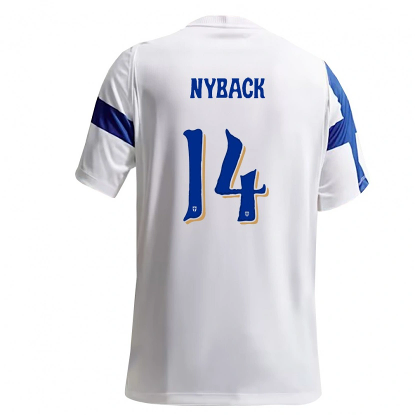 Danxen Mujer Camiseta Finlandia Iivo Nybäck #14 Blanco Azul 1ª Equipación 26-28 La Camisa México