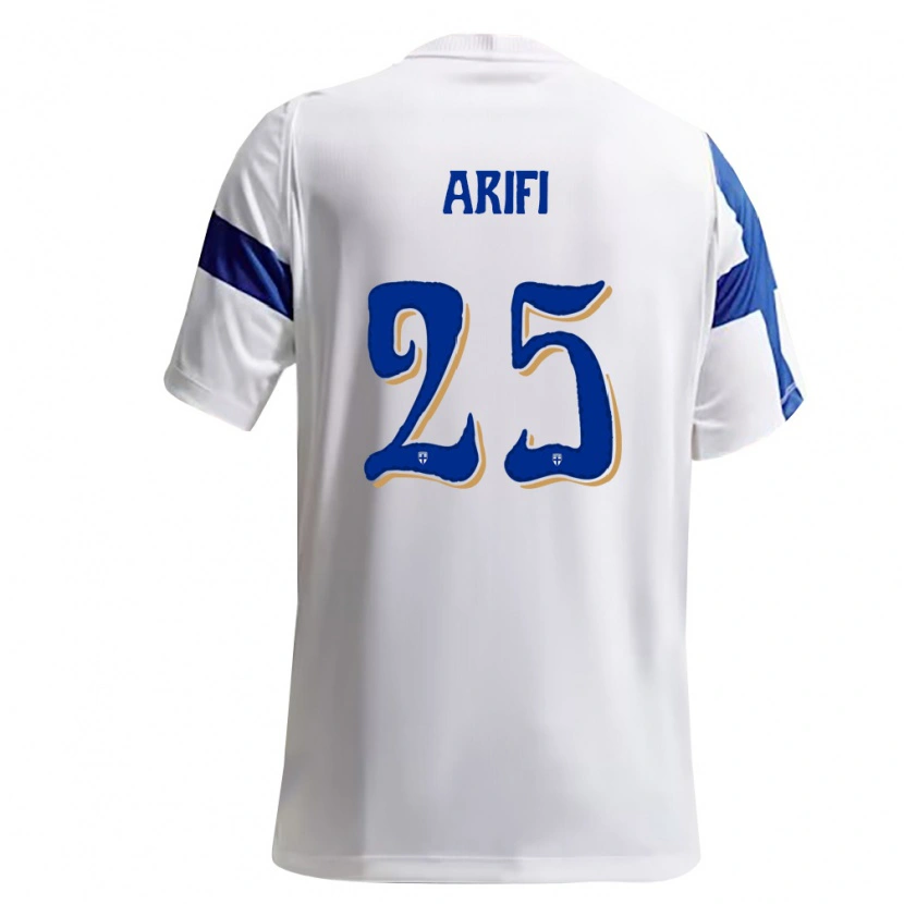 Danxen Mujer Camiseta Finlandia Doni Arifi #25 Blanco Azul 1ª Equipación 26-28 La Camisa México