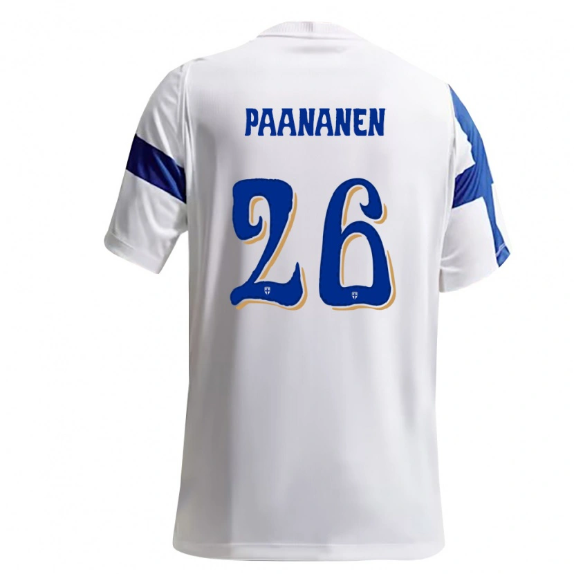 Danxen Mujer Camiseta Finlandia Kasper Paananen #26 Blanco Azul 1ª Equipación 26-28 La Camisa México