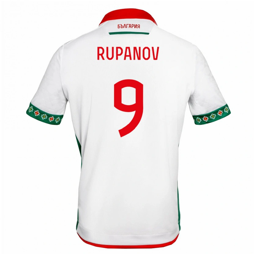 Danxen Mujer Camiseta Bulgaria Borislav Rupanov #9 Blanco Verde Rojo 1ª Equipación 26-28 La Camisa México