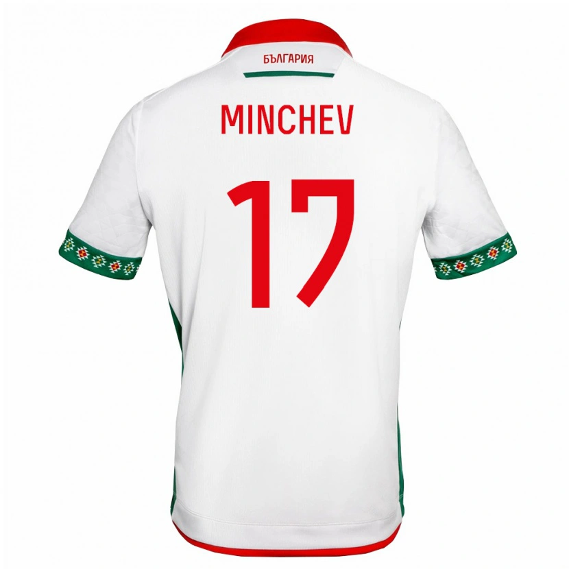 Danxen Mujer Camiseta Bulgaria Martin Minchev #17 Blanco Verde Rojo 1ª Equipación 26-28 La Camisa México