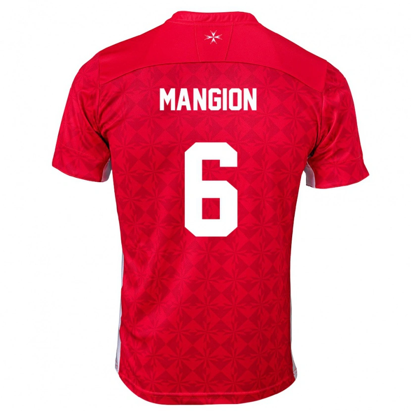 Danxen Mujer Camiseta Malta Matteo Mangion #6 Rojo Blanco 1ª Equipación 26-28 La Camisa México