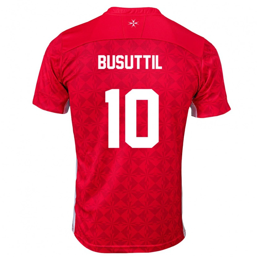 Danxen Mujer Camiseta Malta Nicholas Busuttil #10 Rojo Blanco 1ª Equipación 26-28 La Camisa México