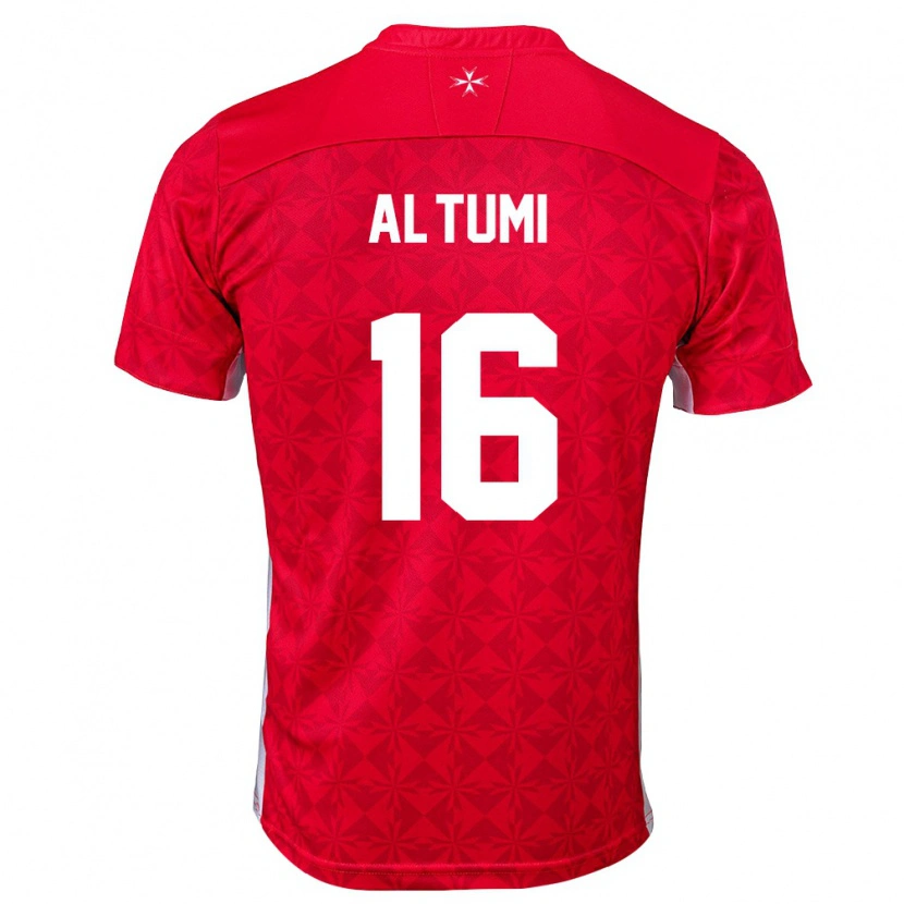 Danxen Mujer Camiseta Malta Rashed Al-Tumi #16 Rojo Blanco 1ª Equipación 26-28 La Camisa México