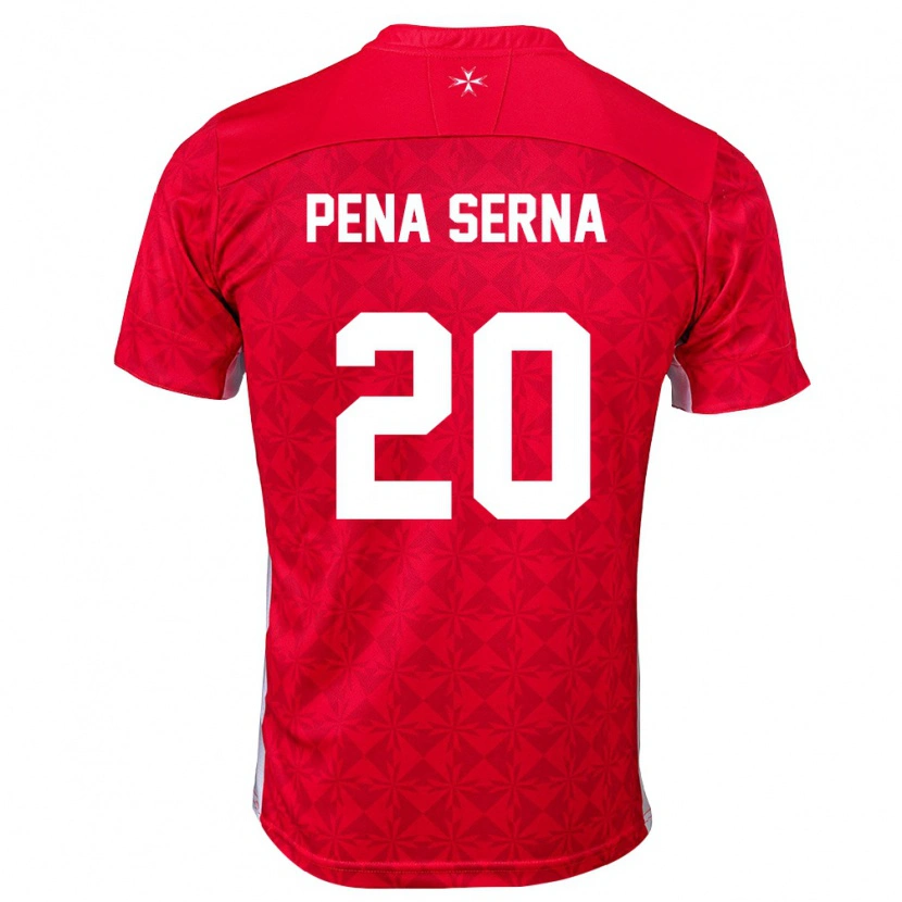 Danxen Mujer Camiseta Malta Justin Pena Serna #20 Rojo Blanco 1ª Equipación 26-28 La Camisa México