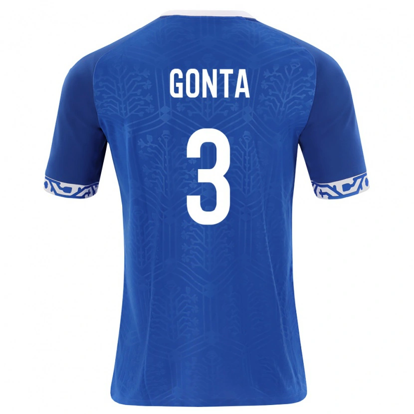 Danxen Mujer Camiseta Moldavia Cristian Gonța #3 Azul Real Blanco 1ª Equipación 26-28 La Camisa México