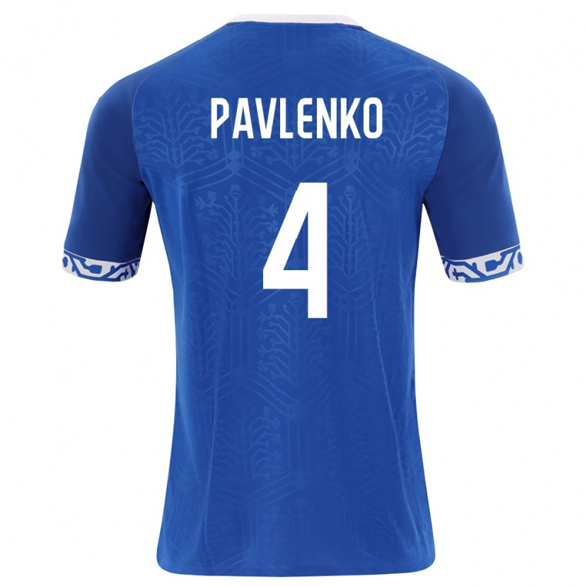 Danxen Mujer Camiseta Moldavia Daniil Pavlenko #4 Azul Real Blanco 1ª Equipación 26-28 La Camisa México