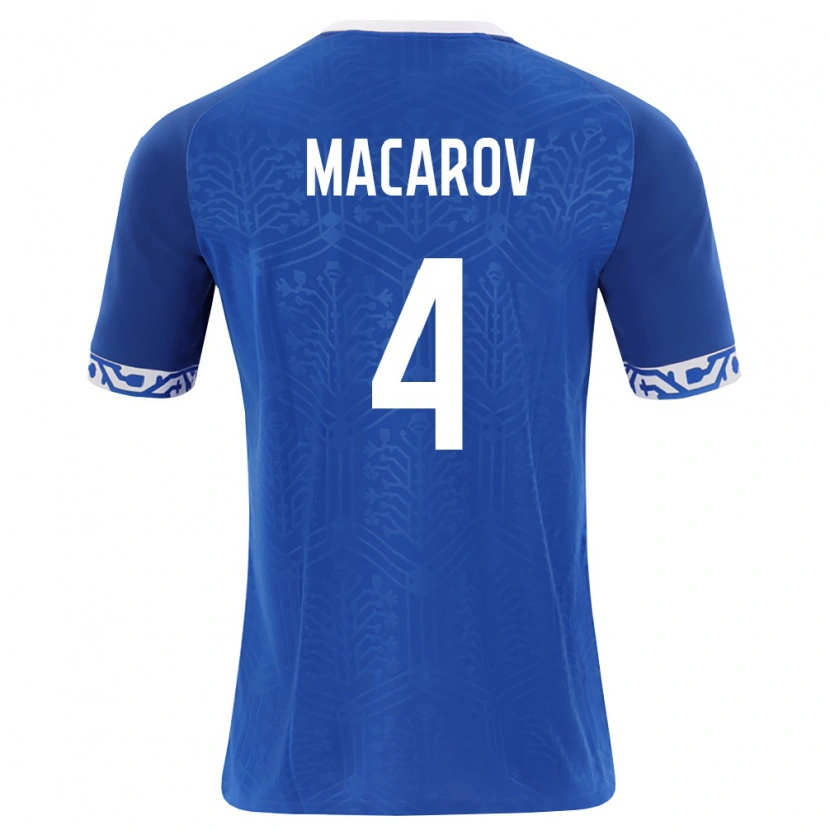 Danxen Mujer Camiseta Moldavia Evghenii Macarov #4 Azul Real Blanco 1ª Equipación 26-28 La Camisa México