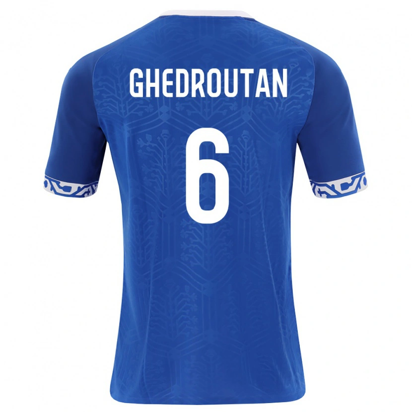 Danxen Mujer Camiseta Moldavia Cristian Ghedrouțan #6 Azul Real Blanco 1ª Equipación 26-28 La Camisa México