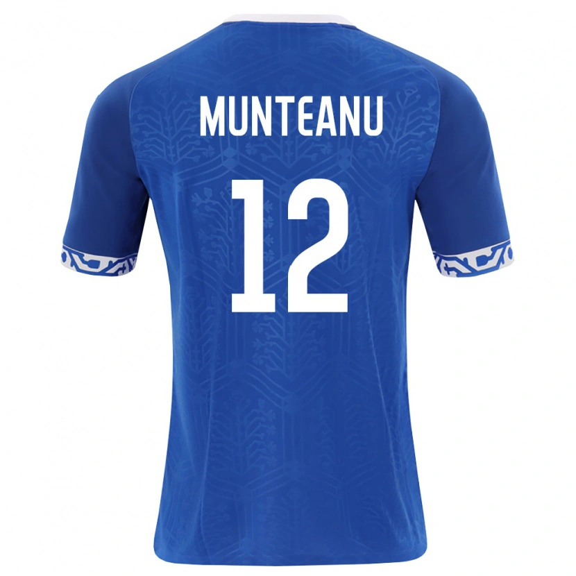 Danxen Mujer Camiseta Moldavia Adrian Munteanu #12 Azul Real Blanco 1ª Equipación 26-28 La Camisa México