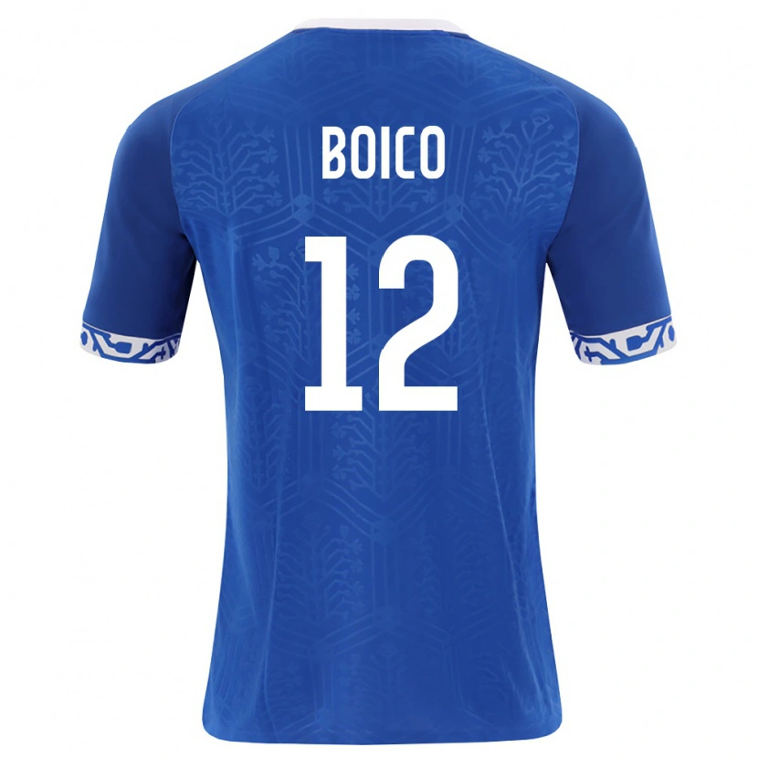 Danxen Mujer Camiseta Moldavia Chiril Boico #12 Azul Real Blanco 1ª Equipación 26-28 La Camisa México
