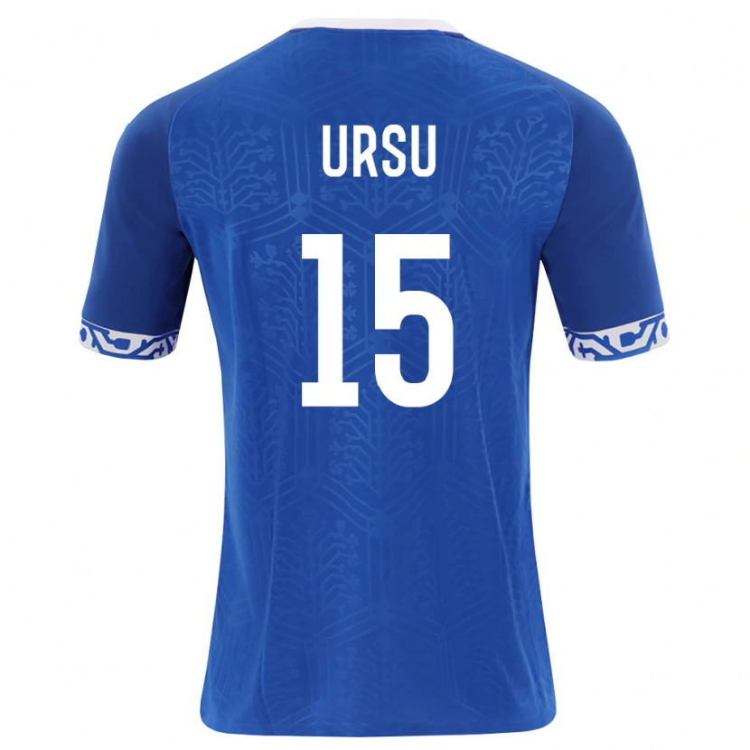 Danxen Mujer Camiseta Moldavia Alexandru Ursu #15 Azul Real Blanco 1ª Equipación 26-28 La Camisa México