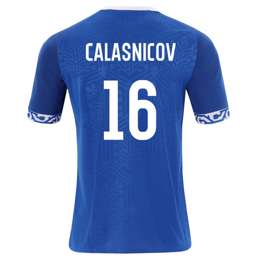 Danxen Mujer Camiseta Moldavia Maxim Calasnicov #16 Azul Real Blanco 1ª Equipación 26-28 La Camisa México