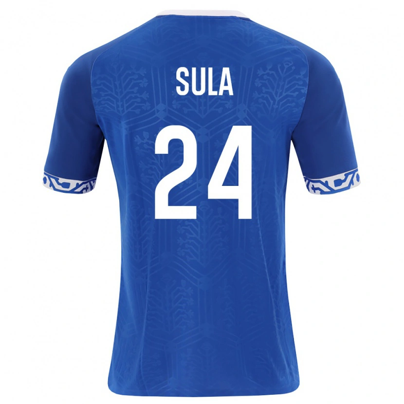Danxen Mujer Camiseta Moldavia Paolo Sula #24 Azul Real Blanco 1ª Equipación 26-28 La Camisa México