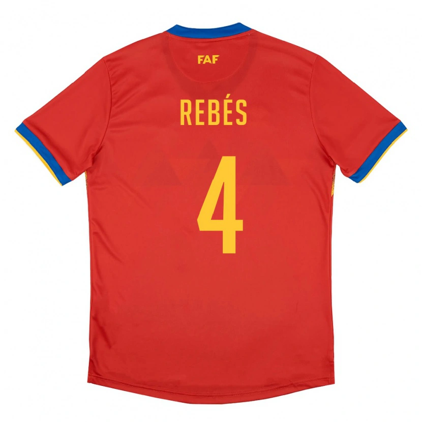 Danxen Mujer Camiseta Andorra Marc Rebés #4 Rojo Azul Amarillo 1ª Equipación 26-28 La Camisa México