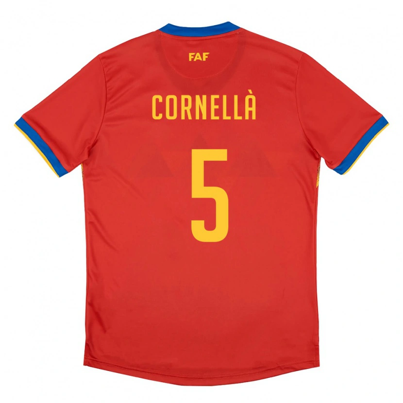 Danxen Mujer Camiseta Andorra Alex Cornellà #5 Rojo Azul Amarillo 1ª Equipación 26-28 La Camisa México