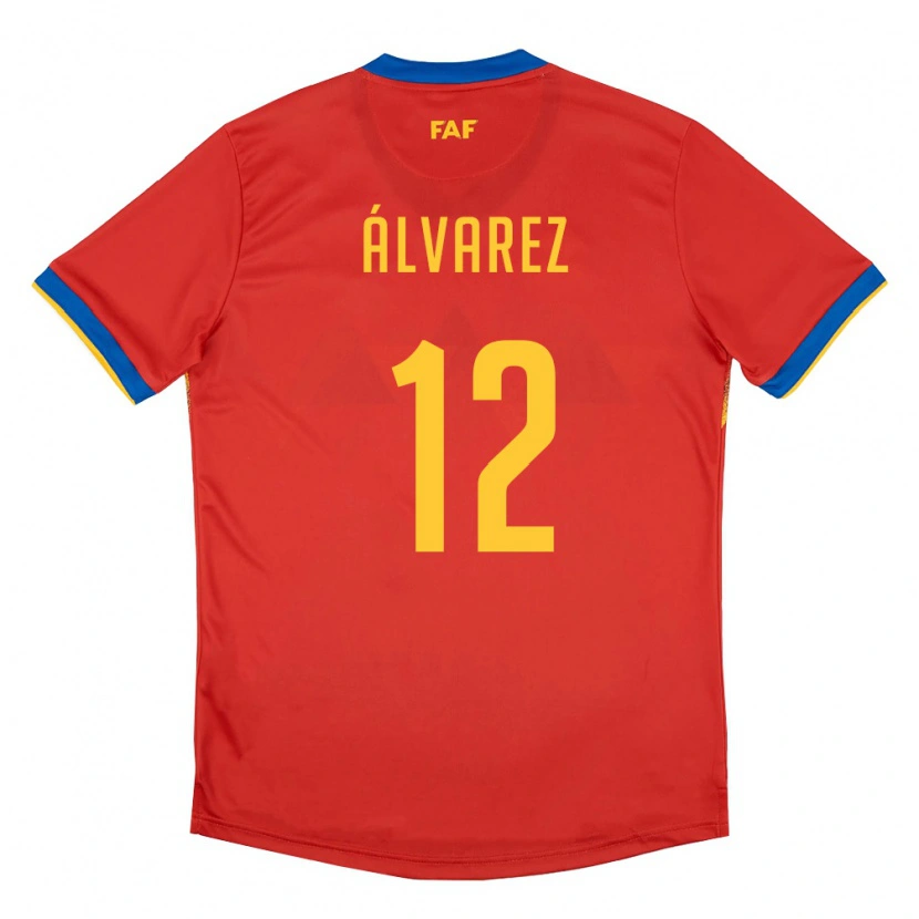 Danxen Mujer Camiseta Andorra Iker Álvarez #12 Rojo Azul Amarillo 1ª Equipación 26-28 La Camisa México