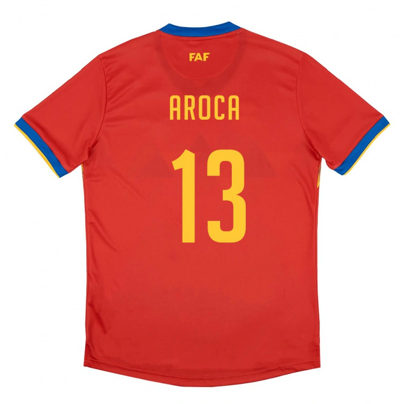 Danxen Mujer Camiseta Andorra Víctor Aroca #13 Rojo Azul Amarillo 1ª Equipación 26-28 La Camisa México