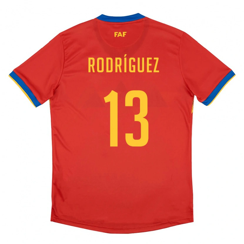 Danxen Mujer Camiseta Andorra Arnau Rodríguez #13 Rojo Azul Amarillo 1ª Equipación 26-28 La Camisa México