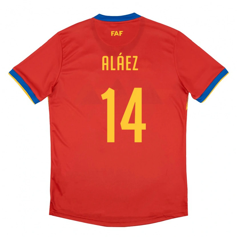 Danxen Mujer Camiseta Andorra Jordi Aláez #14 Rojo Azul Amarillo 1ª Equipación 26-28 La Camisa México