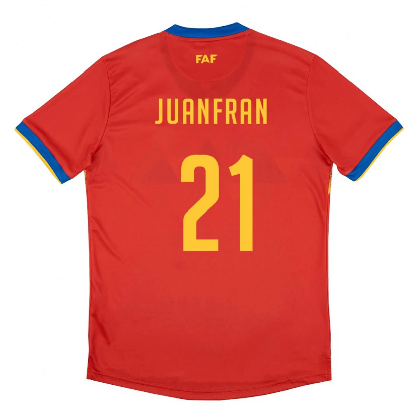 Danxen Mujer Camiseta Andorra Juanfran #21 Rojo Azul Amarillo 1ª Equipación 26-28 La Camisa México