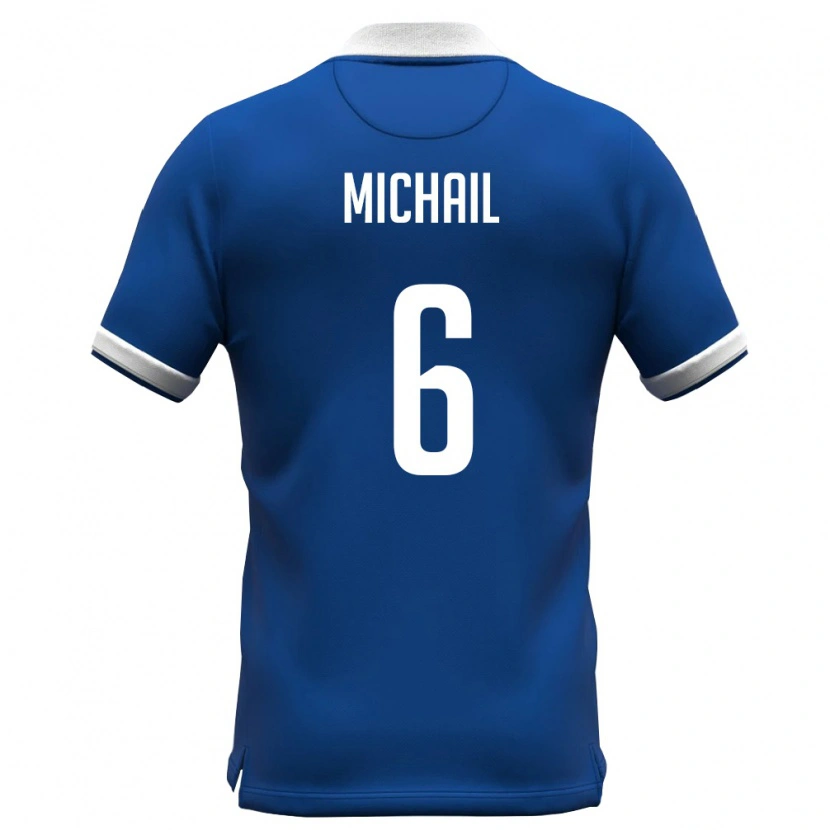 Danxen Mujer Camiseta Chipre Georgios Michail #6 Azul Real Blanco 1ª Equipación 26-28 La Camisa México