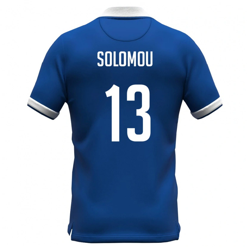 Danxen Mujer Camiseta Chipre Michail Solomou #13 Azul Real Blanco 1ª Equipación 26-28 La Camisa México
