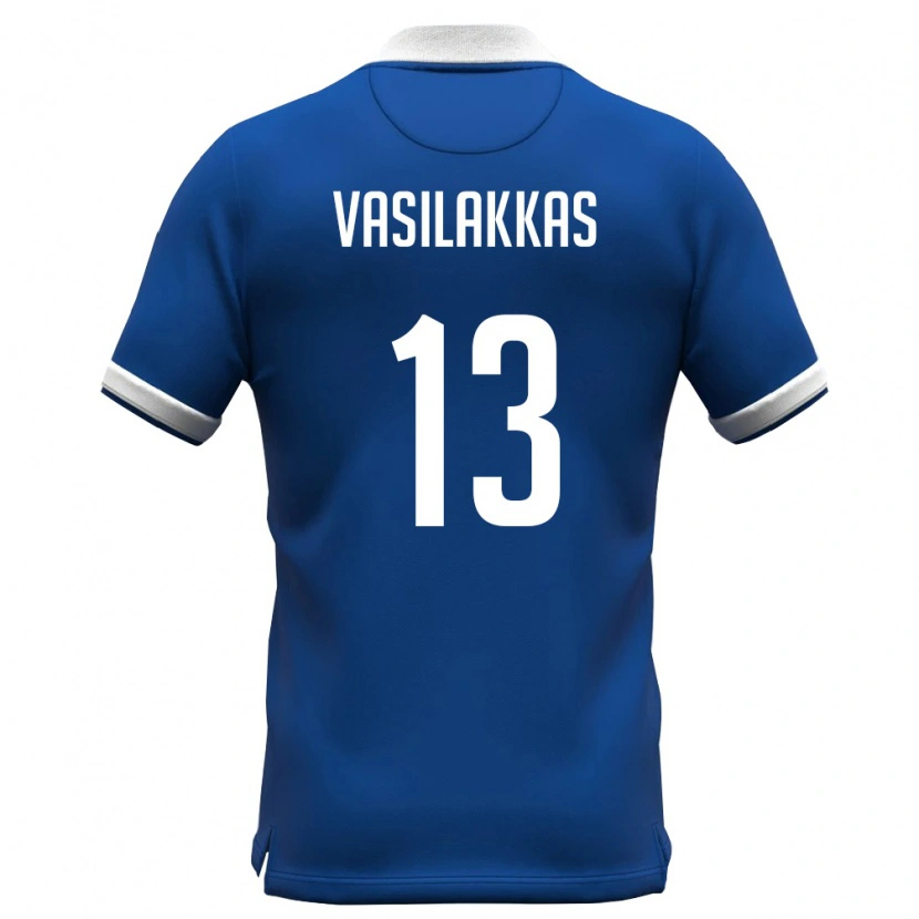Danxen Mujer Camiseta Chipre Vasilis Vasilakkas #13 Azul Real Blanco 1ª Equipación 26-28 La Camisa México