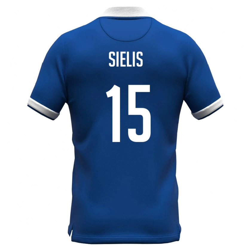 Danxen Mujer Camiseta Chipre Christos Sielis #15 Azul Real Blanco 1ª Equipación 26-28 La Camisa México