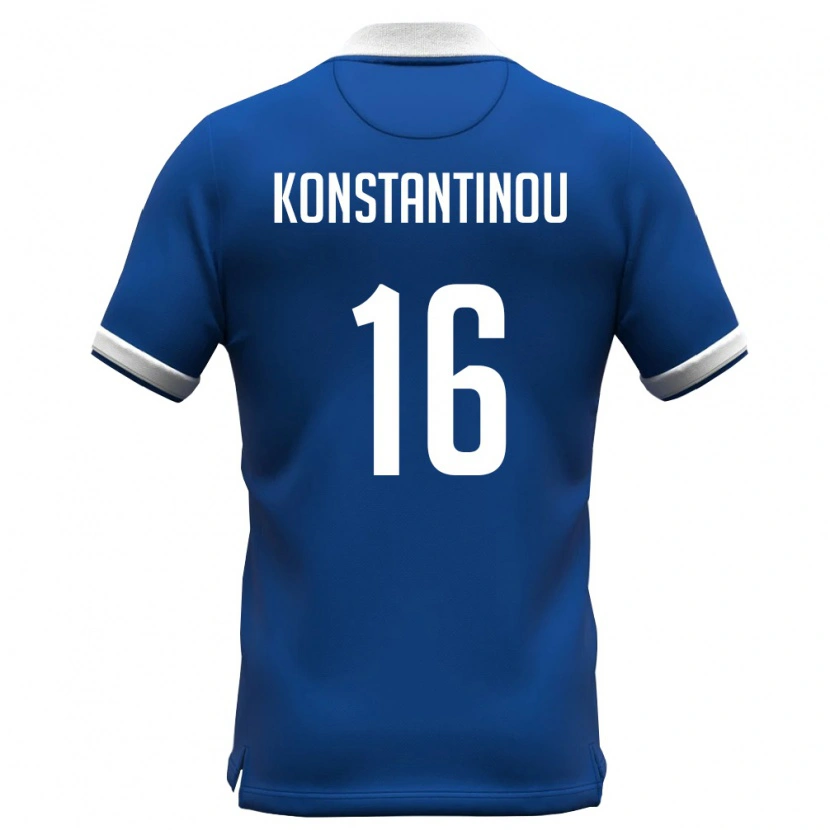 Danxen Mujer Camiseta Chipre Paraskevas Konstantinou #16 Azul Real Blanco 1ª Equipación 26-28 La Camisa México