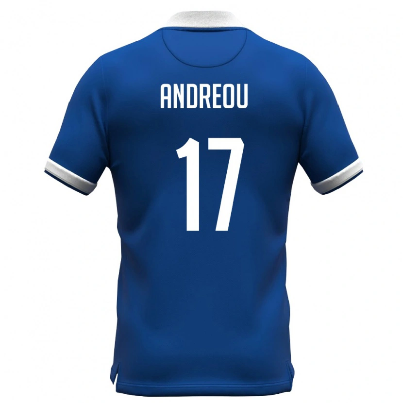 Danxen Mujer Camiseta Chipre Evangelos Andreou #17 Azul Real Blanco 1ª Equipación 26-28 La Camisa México