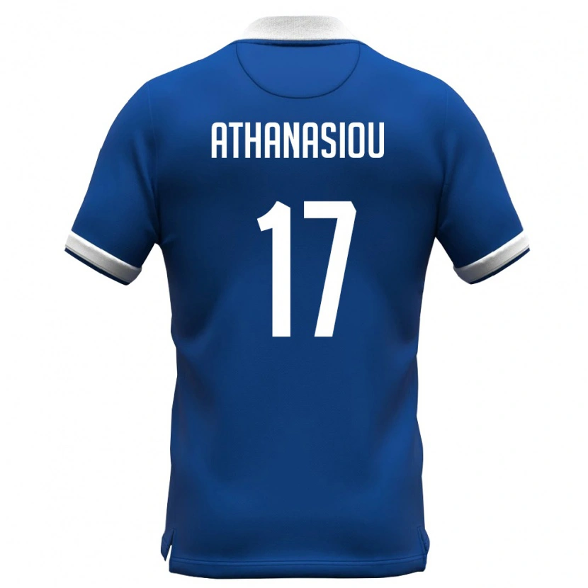 Danxen Mujer Camiseta Chipre Andreas Athanasiou #17 Azul Real Blanco 1ª Equipación 26-28 La Camisa México