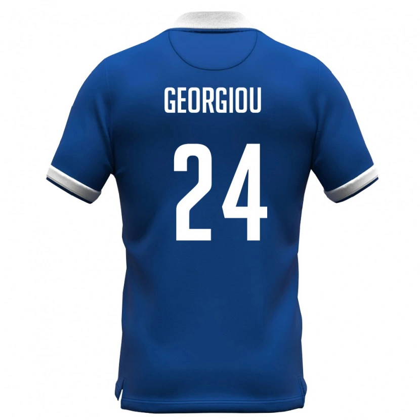 Danxen Mujer Camiseta Chipre Stavros Georgiou #24 Azul Real Blanco 1ª Equipación 26-28 La Camisa México