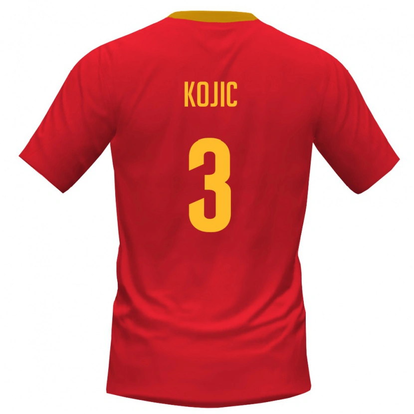 Danxen Mujer Camiseta Montenegro Meldin Kojic #3 Rojo Amarillo 1ª Equipación 26-28 La Camisa México