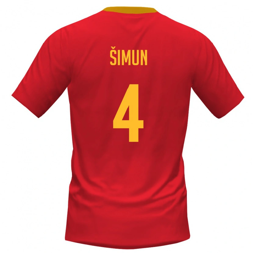 Danxen Mujer Camiseta Montenegro Marko Simun #4 Rojo Amarillo 1ª Equipación 26-28 La Camisa México