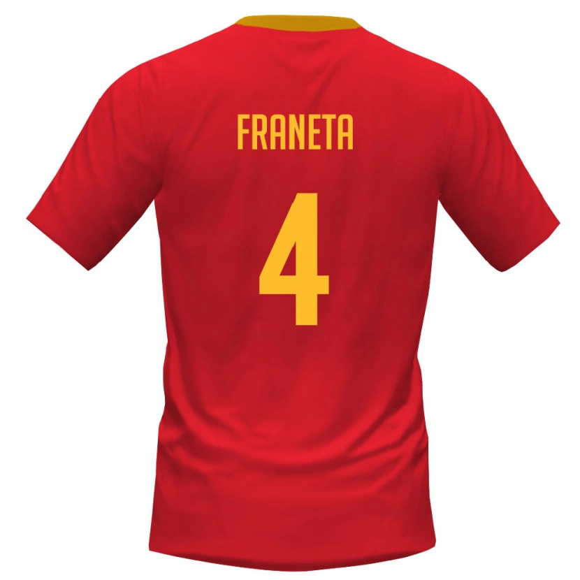 Danxen Mujer Camiseta Montenegro Marko Franeta #4 Rojo Amarillo 1ª Equipación 26-28 La Camisa México