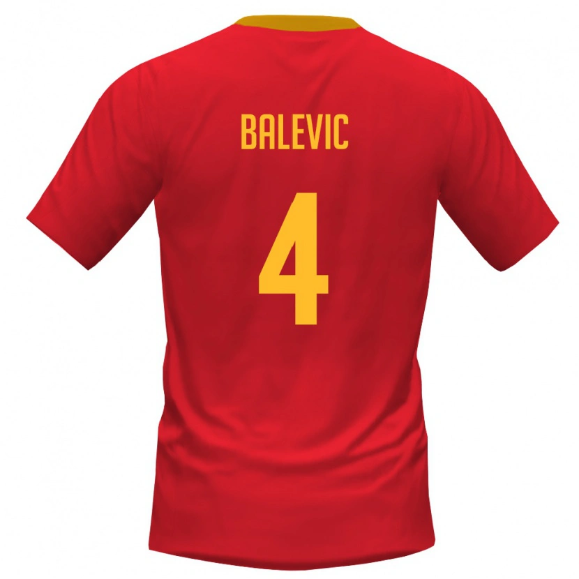 Danxen Mujer Camiseta Montenegro Nikola Balevic #4 Rojo Amarillo 1ª Equipación 26-28 La Camisa México