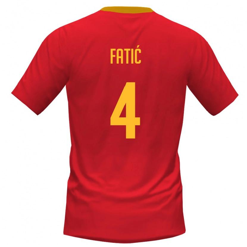 Danxen Mujer Camiseta Montenegro Novak Fatić #4 Rojo Amarillo 1ª Equipación 26-28 La Camisa México