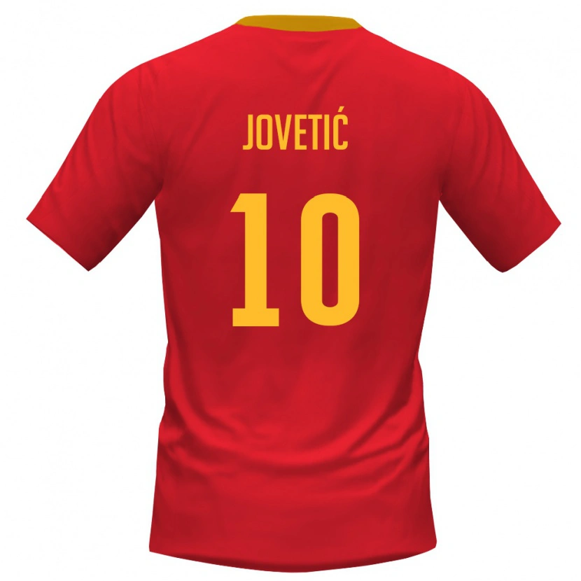 Danxen Mujer Camiseta Montenegro Stevan Jovetić #10 Rojo Amarillo 1ª Equipación 26-28 La Camisa México