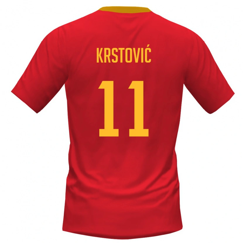 Danxen Mujer Camiseta Montenegro Nikola Krstović #11 Rojo Amarillo 1ª Equipación 26-28 La Camisa México
