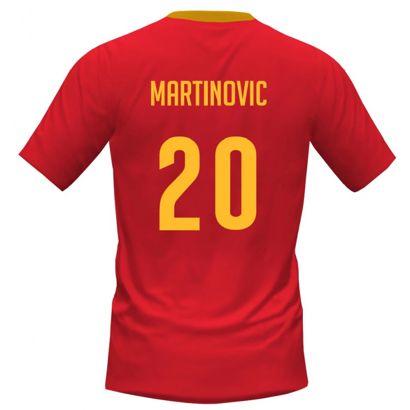 Danxen Mujer Camiseta Montenegro Lazar Martinovic #20 Rojo Amarillo 1ª Equipación 26-28 La Camisa México
