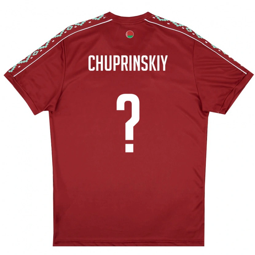 Danxen Mujer Camiseta Bielorrusia Semen Chuprinskiy #0 Rojo Oscuro Blanco 1ª Equipación 26-28 La Camisa México