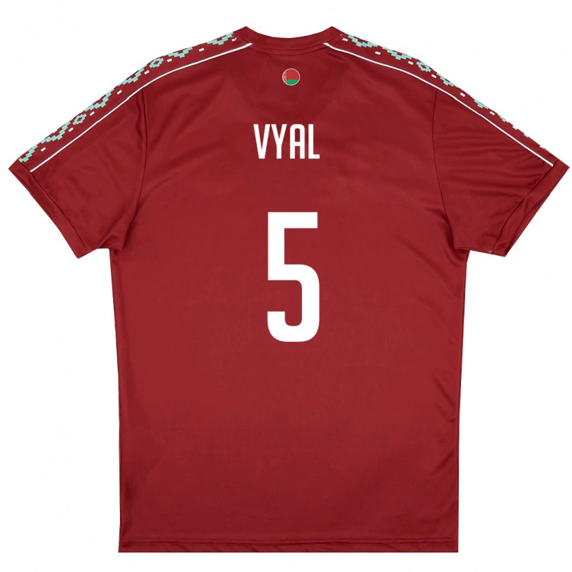 Danxen Mujer Camiseta Bielorrusia Anton Vyal #5 Rojo Oscuro Blanco 1ª Equipación 26-28 La Camisa México