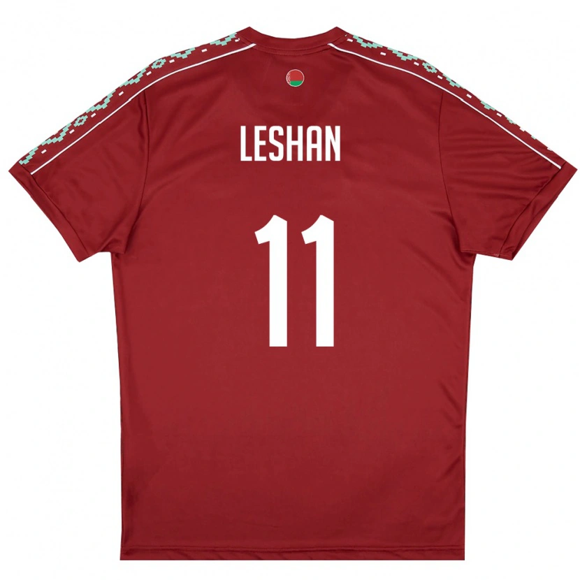 Danxen Mujer Camiseta Bielorrusia Zakhar Leshan #11 Rojo Oscuro Blanco 1ª Equipación 26-28 La Camisa México
