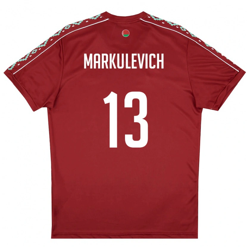 Danxen Mujer Camiseta Bielorrusia Ilya Markulevich #13 Rojo Oscuro Blanco 1ª Equipación 26-28 La Camisa México